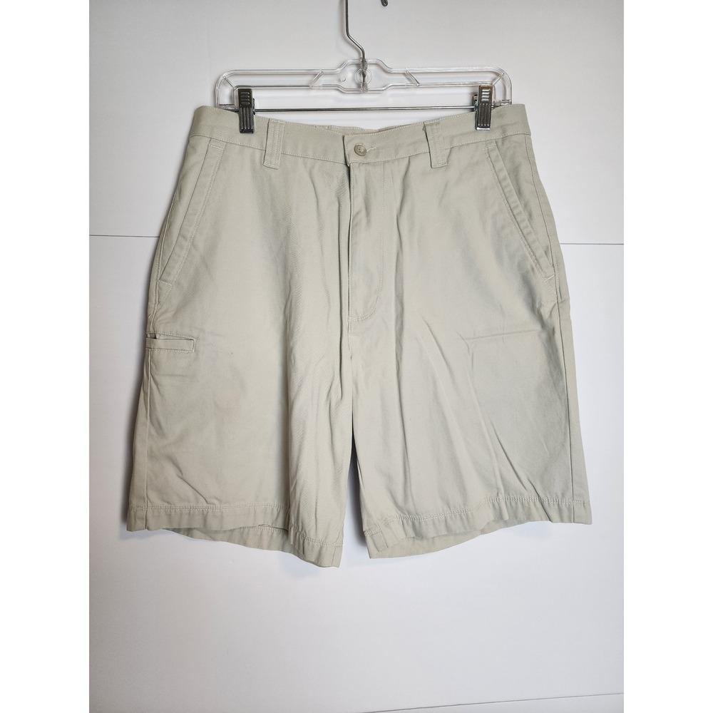 Dockers Mens 33 Stone Beige Flat Front Relaxed Fit Cotton Chino Shorts 305827202
